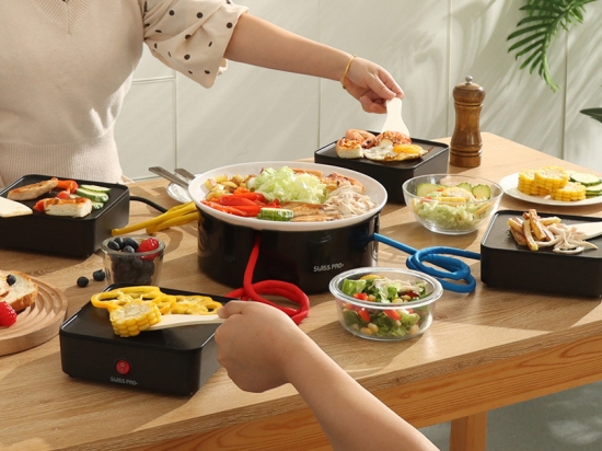 Swiss Pro+ gourmetstel met losse bakplaten (4 personen)